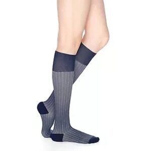 Dr Comfort Rejuva Marine Knee High Socks Unisex M(20/30) Gray Herringbone